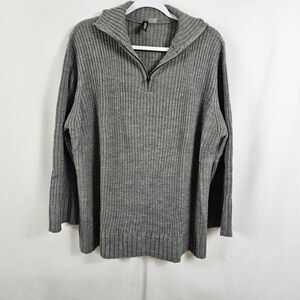 H&M Oversized Half Zip Sweater in Dark Gray - Size M